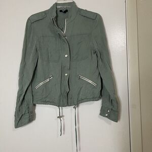 PAIGE army green full zip drawstring jacket size XS